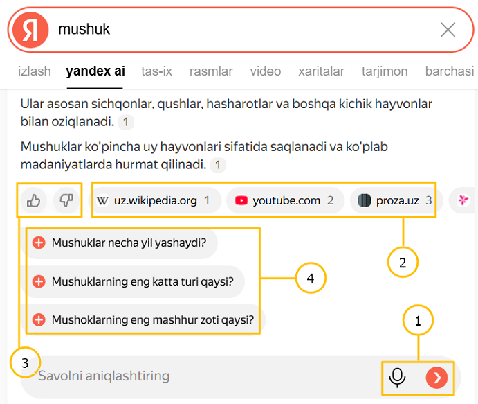 Yandex AI imkoniyatlari